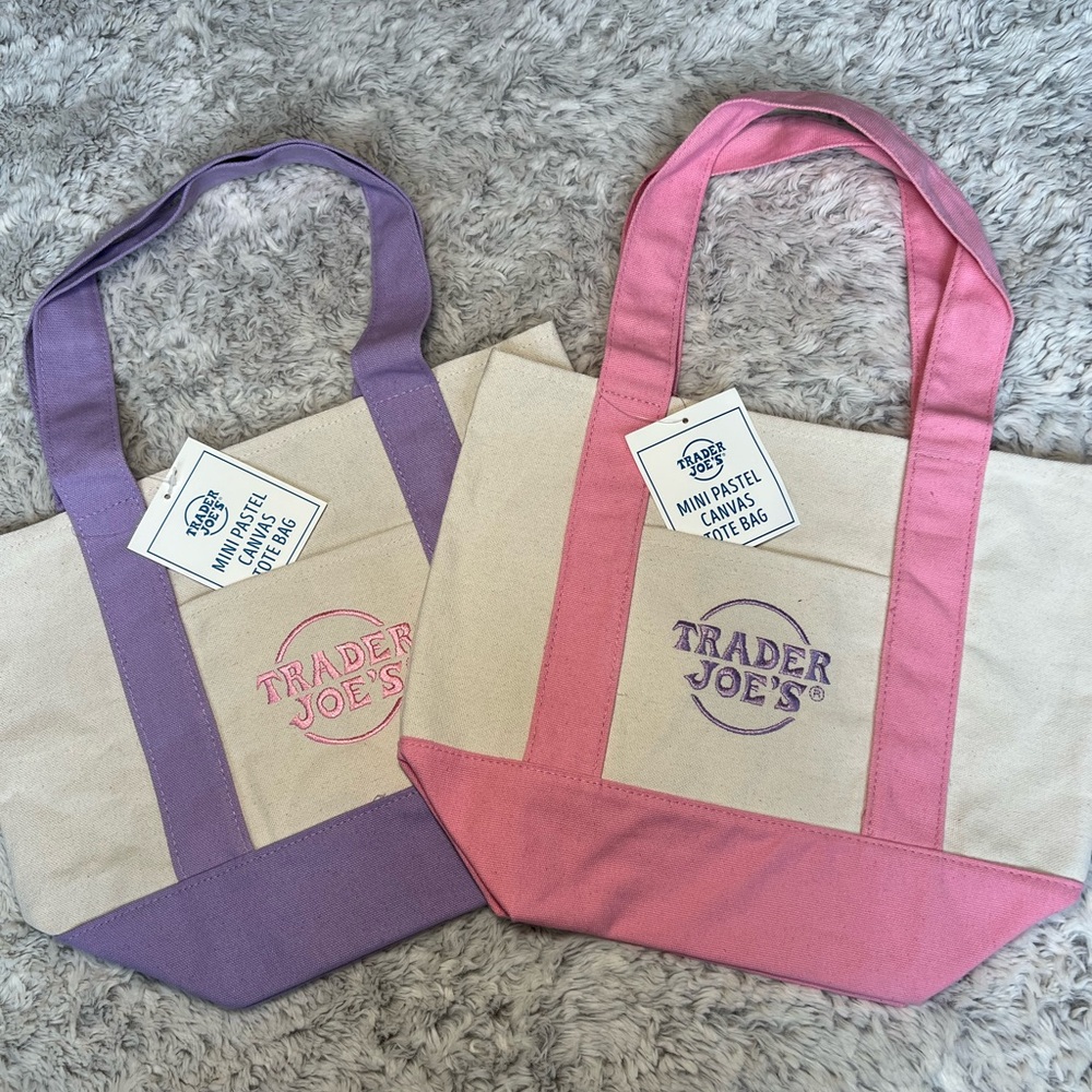 VIRAL Trader Joe’s Mini Pastel Canvas Bags - set of 2